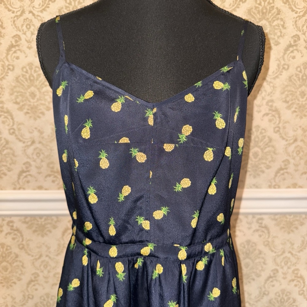J. Crew Navy Pineapple Print Slip Dress